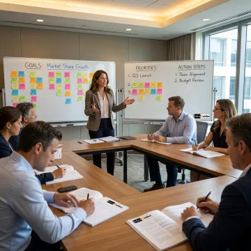 Facilitator leading strategic planning workshop