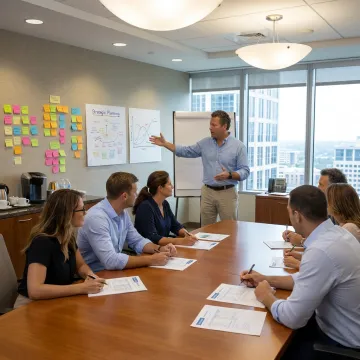 Facilitator guiding a strategic planning workshop