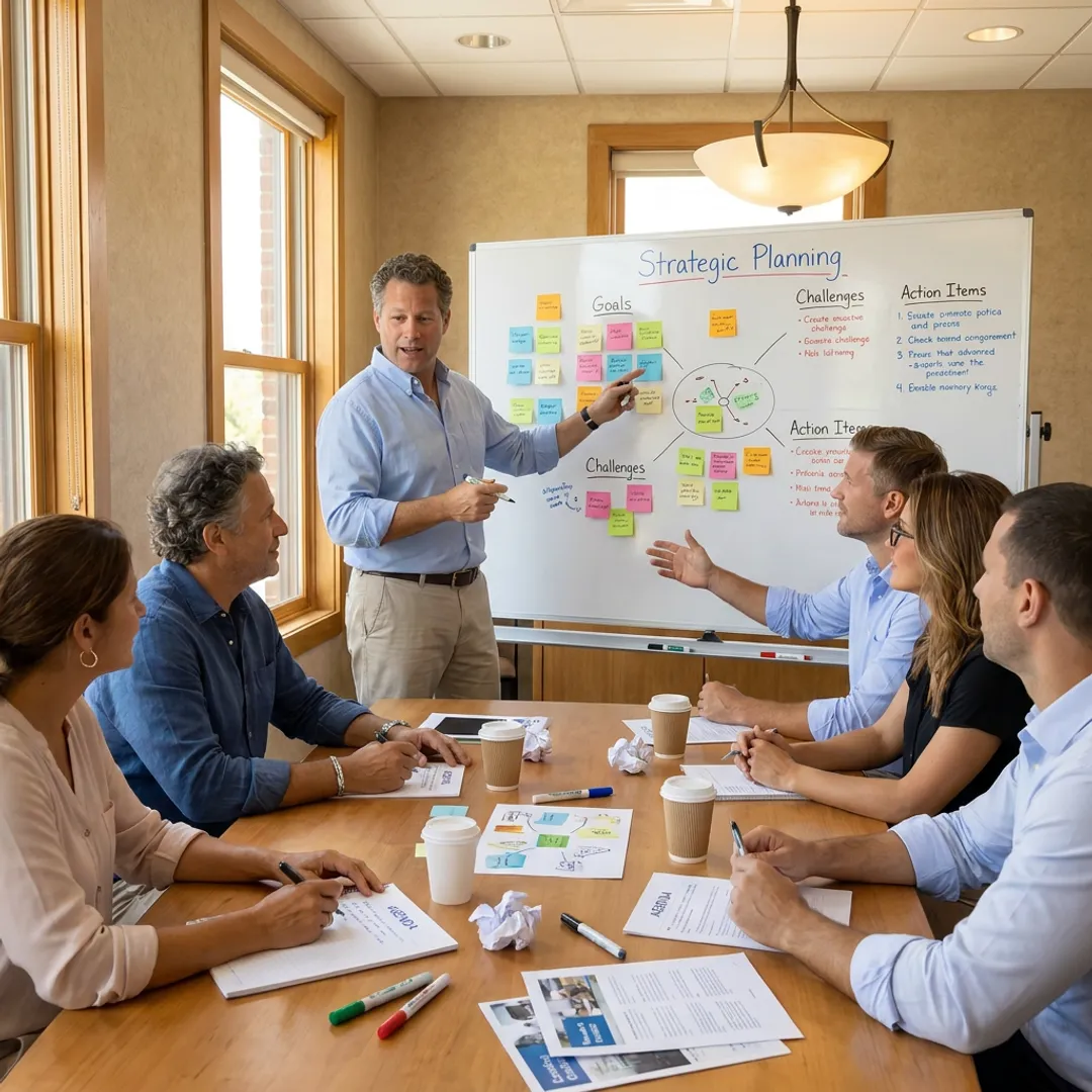 Facilitator guiding a strategic planning workshop
