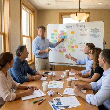 Facilitator guiding a strategic planning workshop