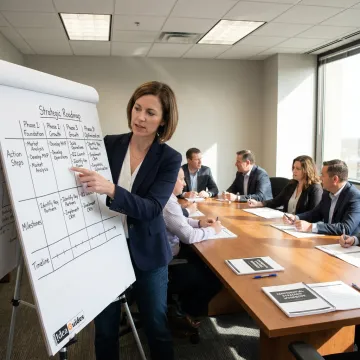 Facilitator guiding a strategic planning process