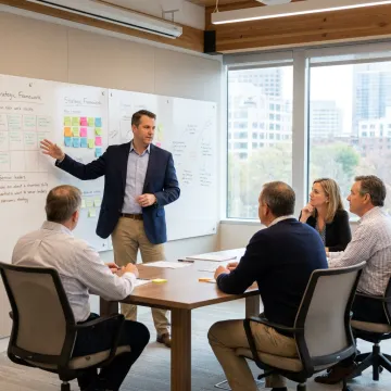 Facilitator leading executive retreat planning session