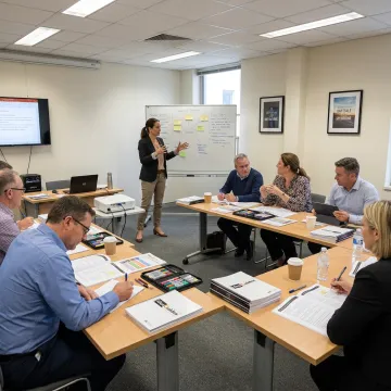 Facilitator leading corporate meeting training