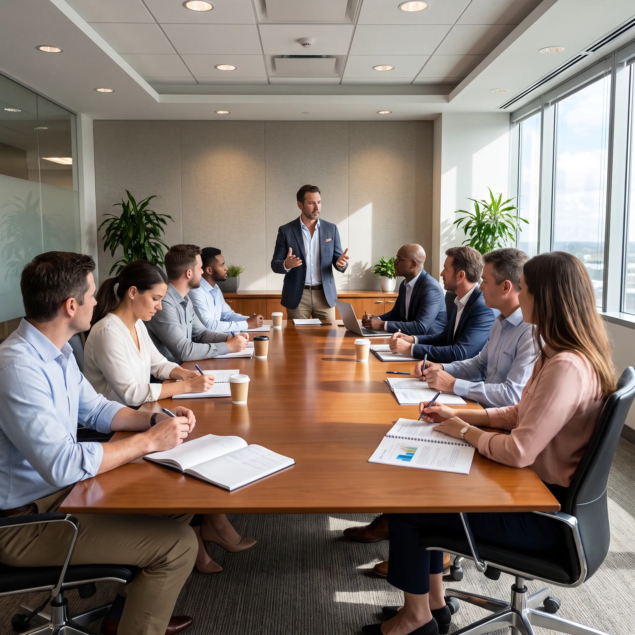 Leaders collaborating during a training session