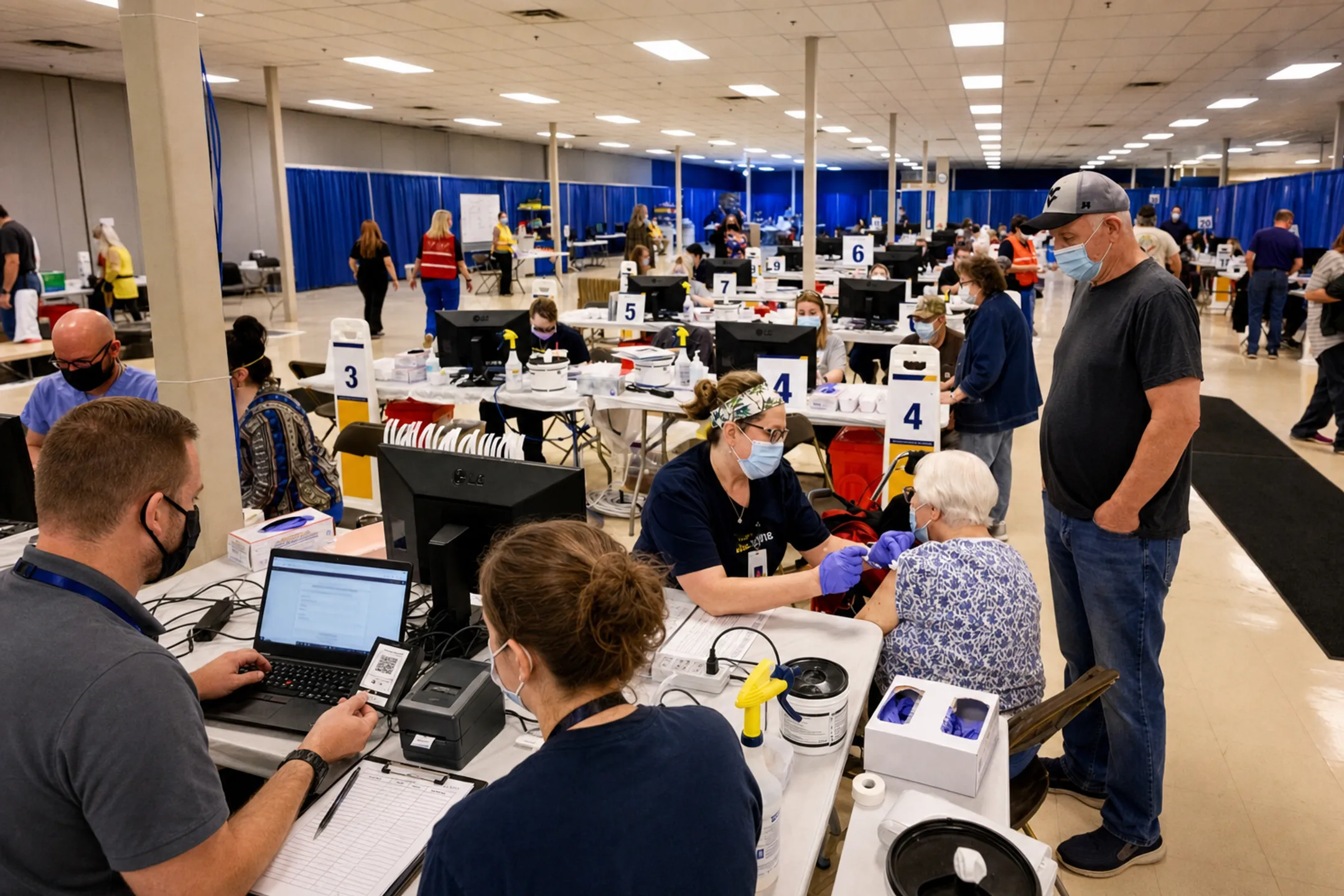 Healthcare staff rapidly provisioning IT accounts at vaccination center