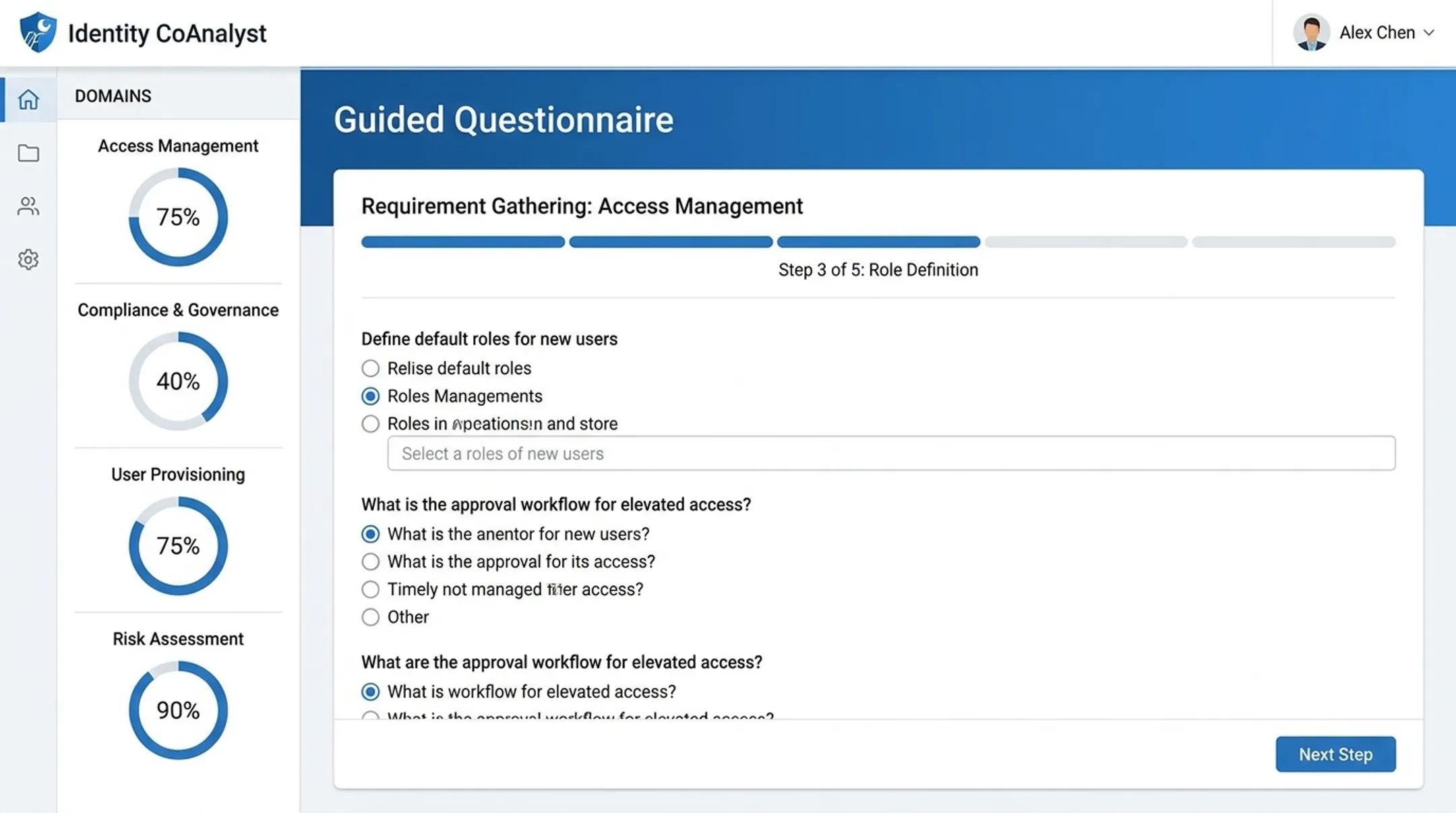 Identity CoAnalyst requirements discovery platform question dashboard interface