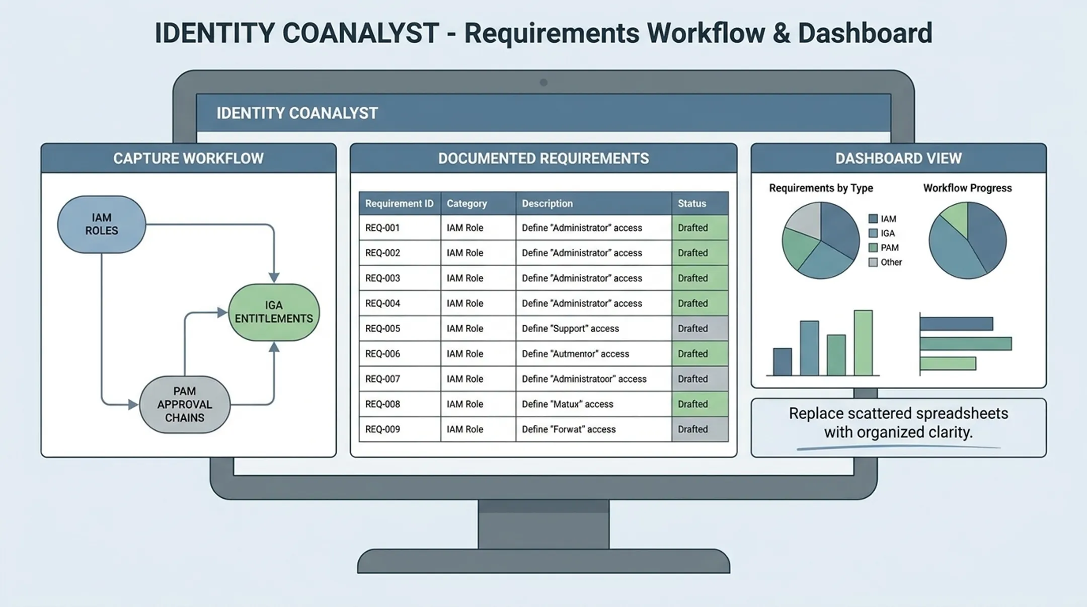 Identity CoAnalyst platform interface for IAM requirements gathering
