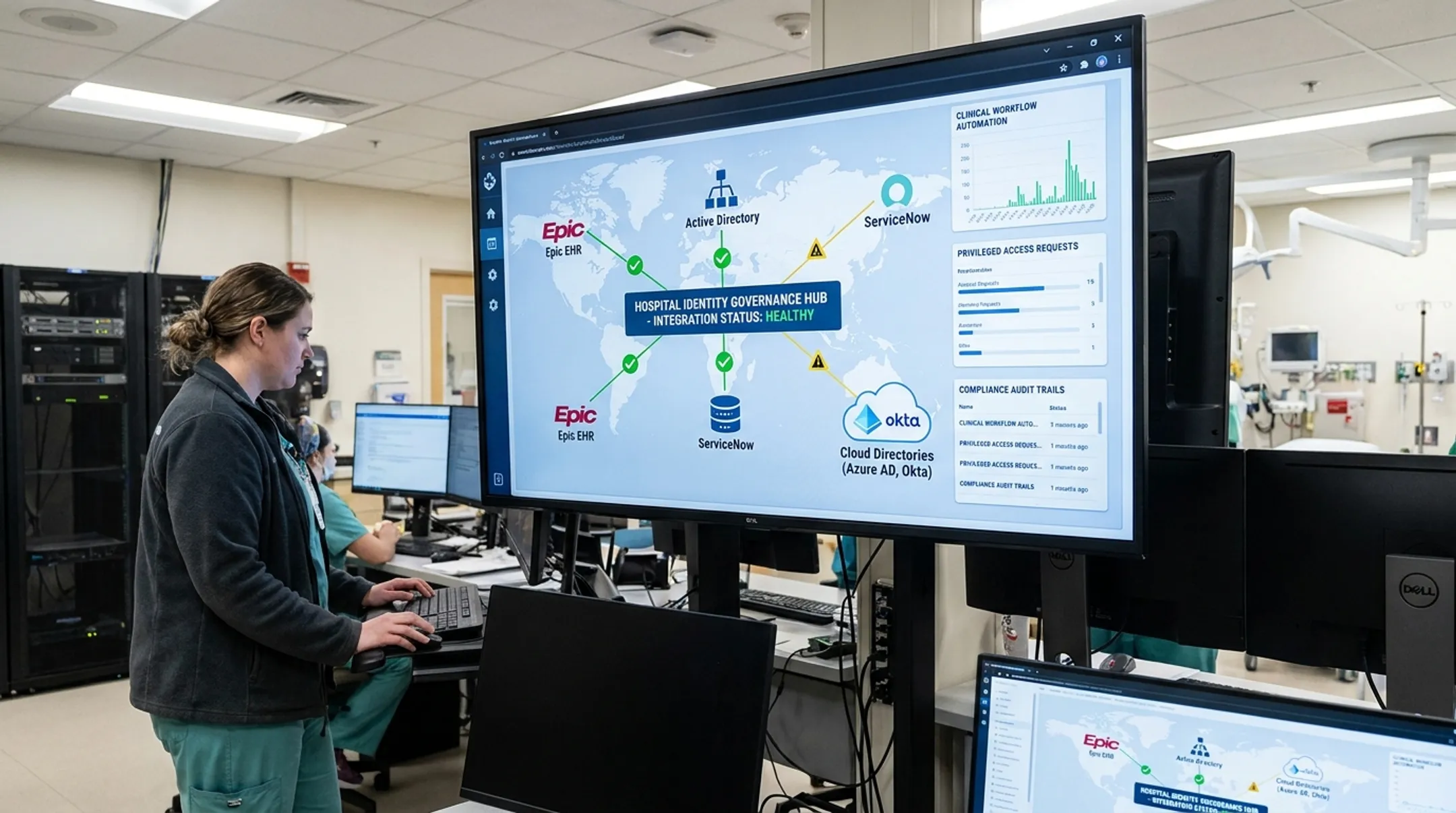 SailPoint IdentityNow governance dashboard integrated with Epic Active Directory ServiceNow