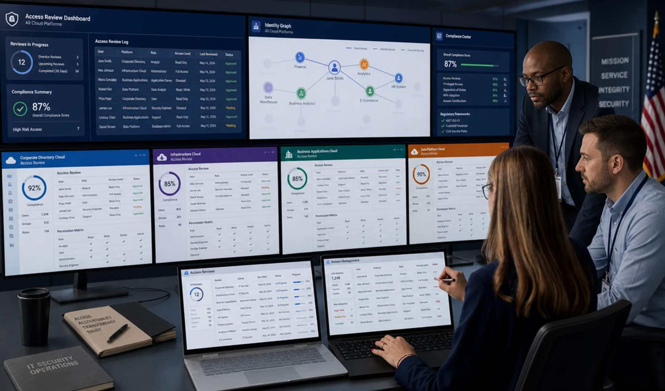 Government IT team managing unified access controls across cloud identity providers