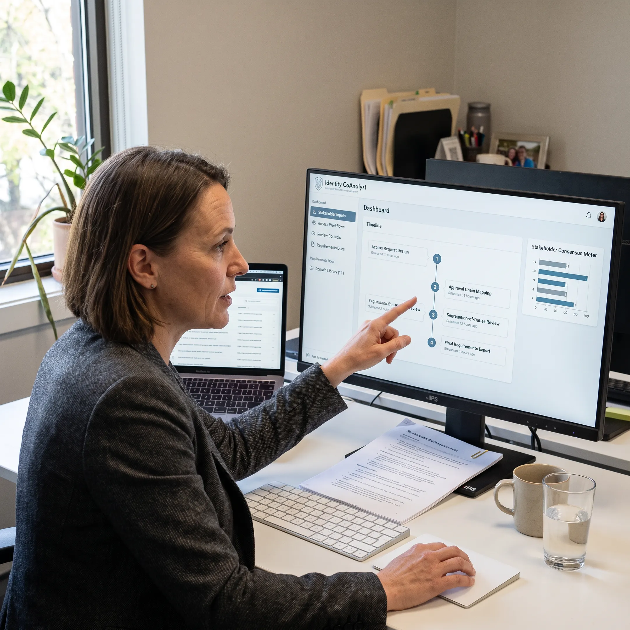 Consultant mapping an identity governance implementation plan