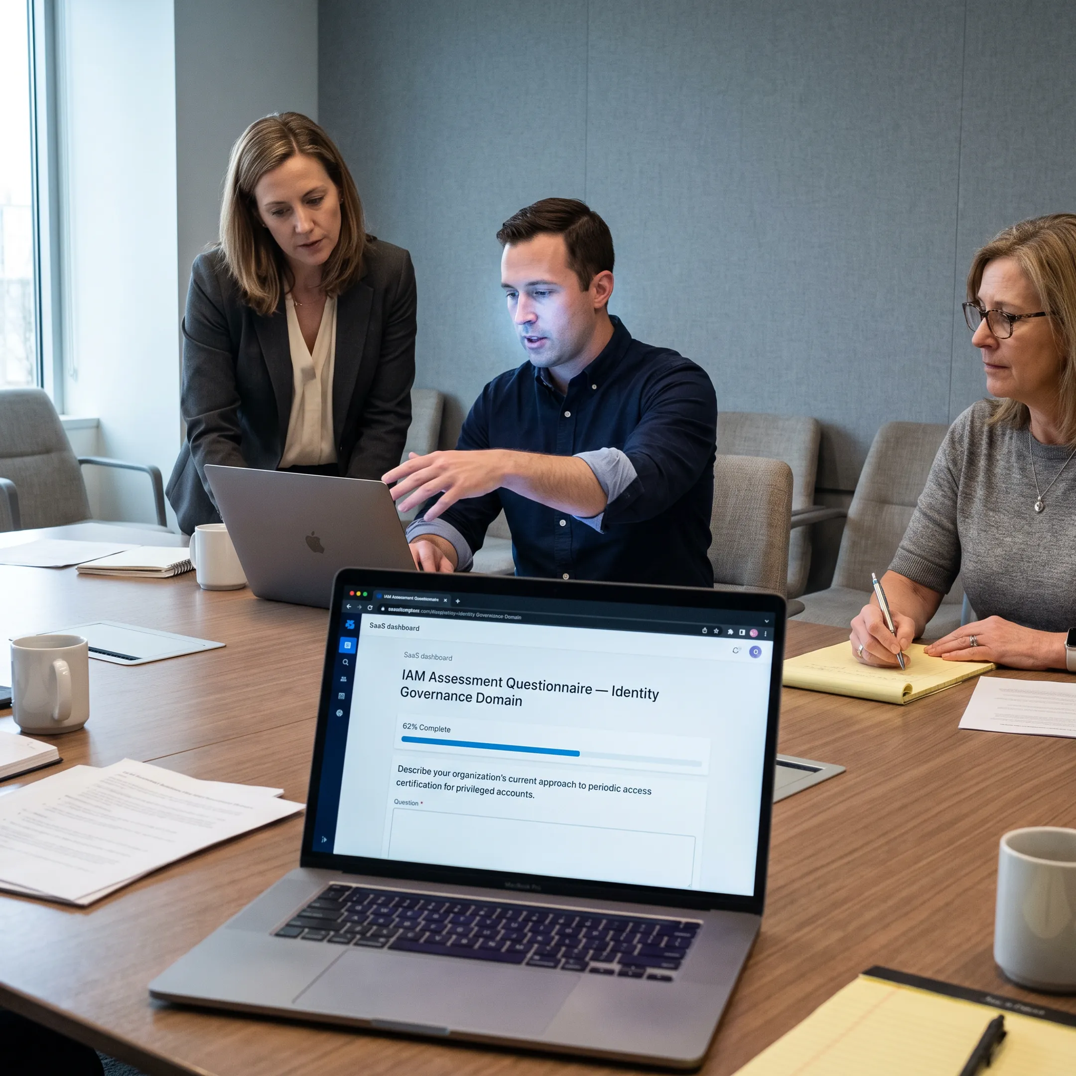 Team reviewing an identity access assessment questionnaire