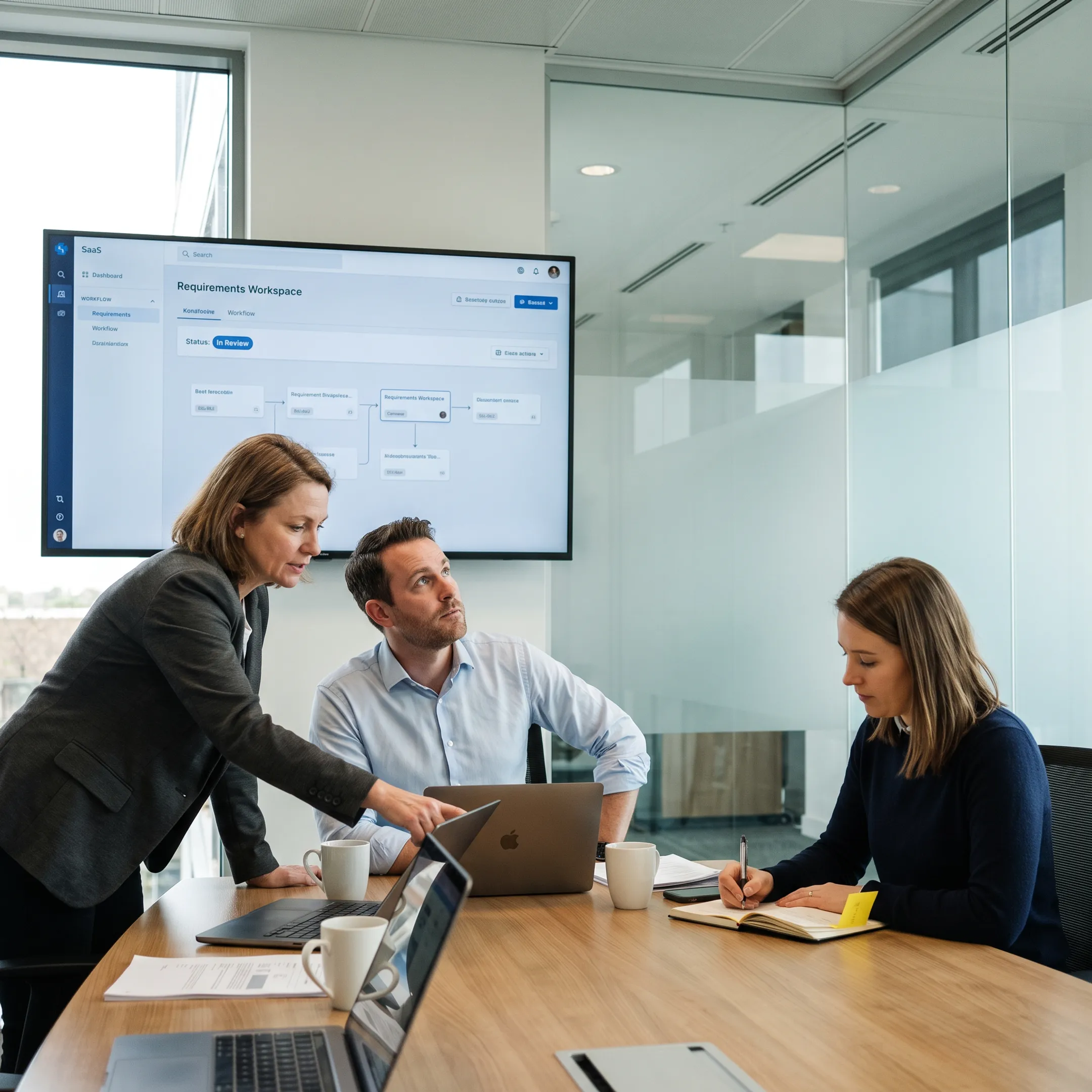 Team reviewing an automated requirements document
