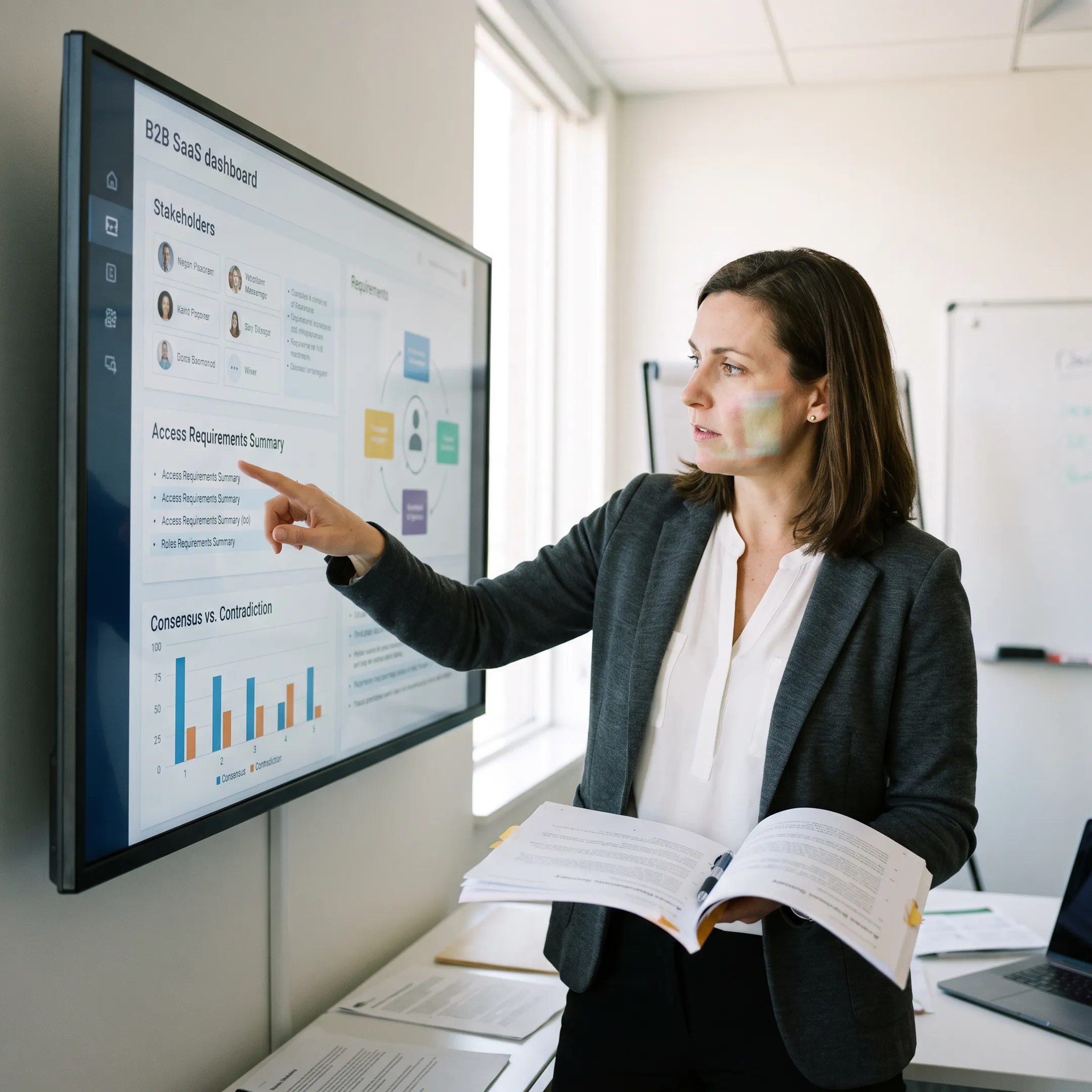 Consultant reviewing automated access requirements