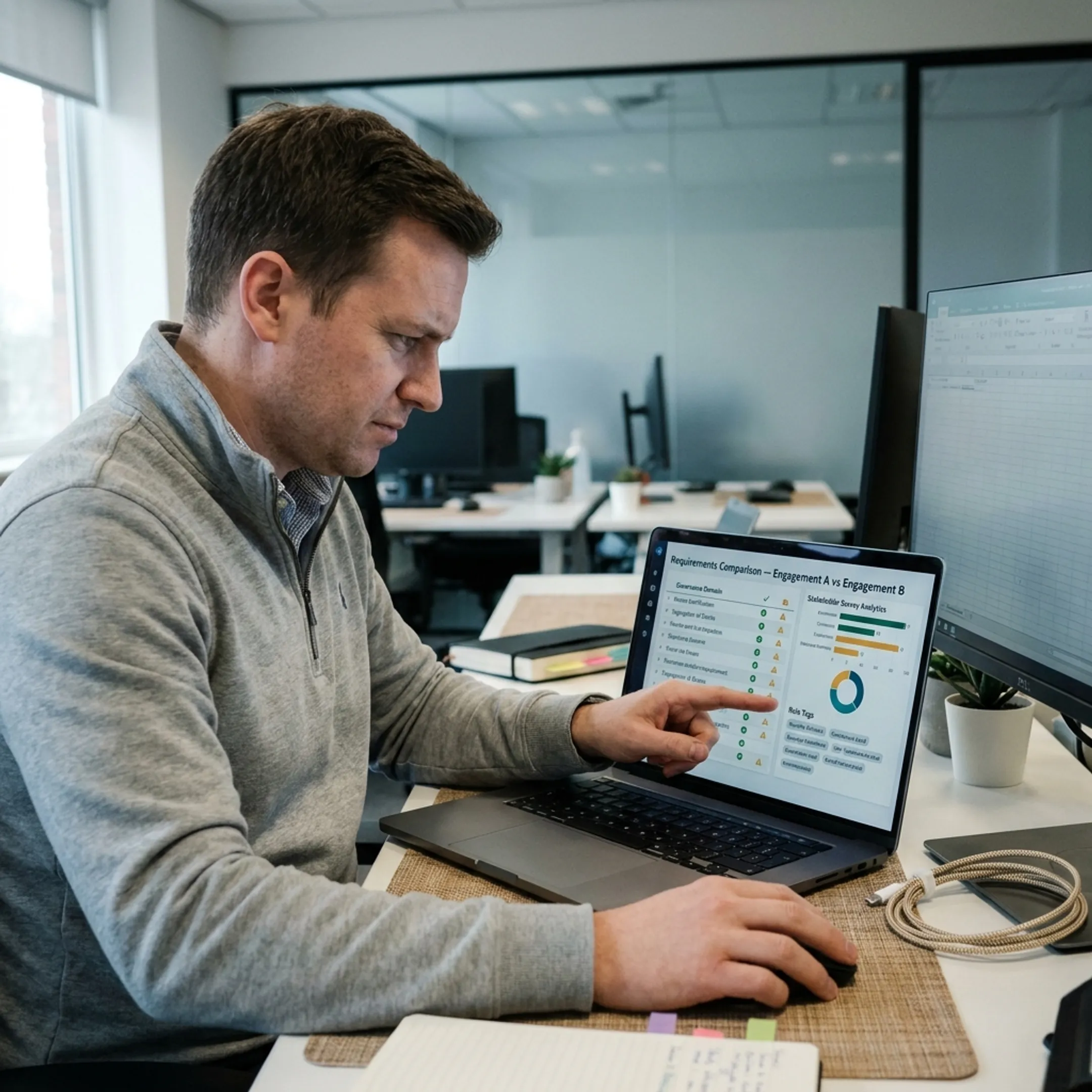 Requirements document designer interface for identity platforms
