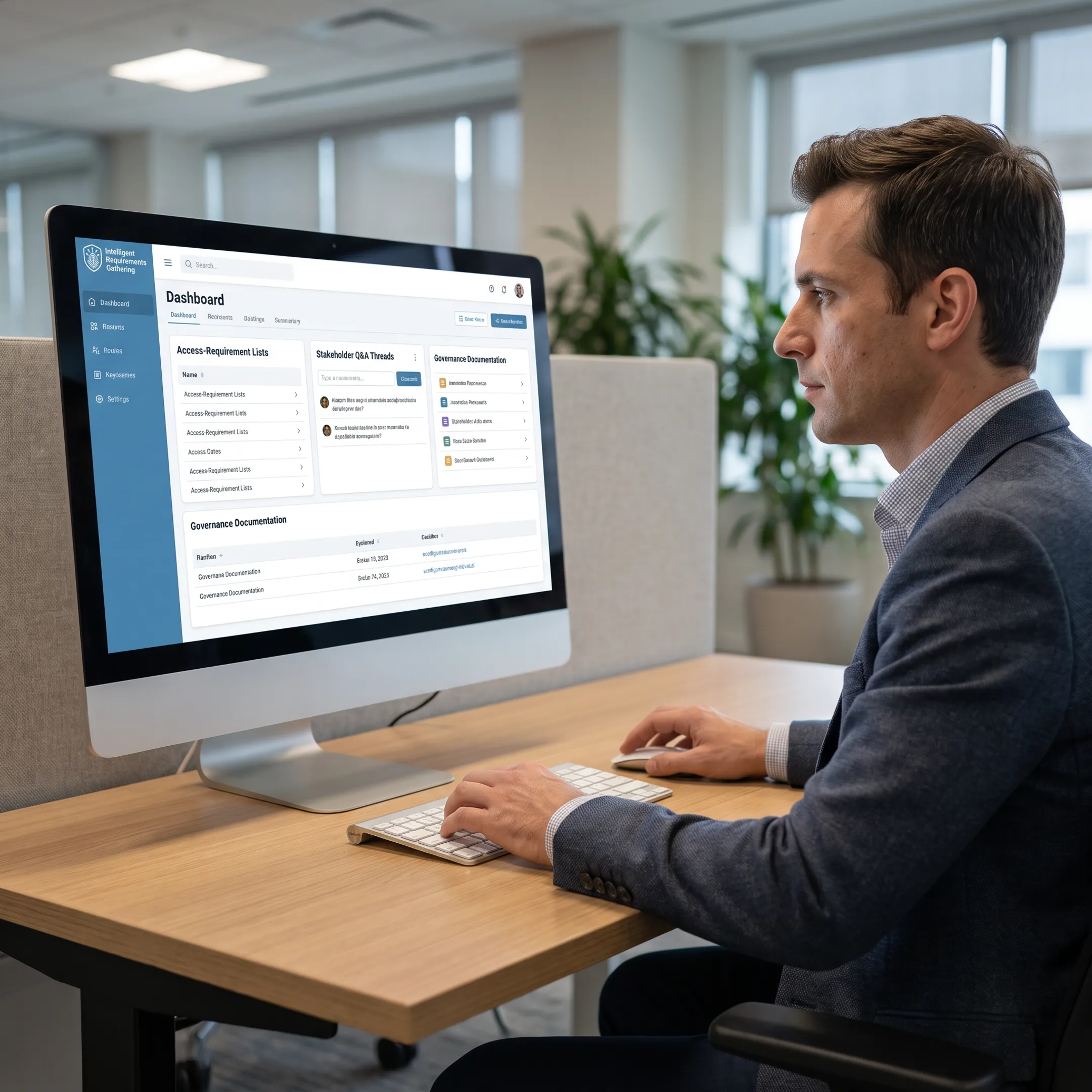 Consultant using AI identity requirements software