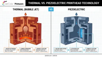Thermal versus piezoelectric inkjet printhead ejection technology comparison diagram