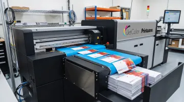 iJetColor high-speed inkjet press printing variable-data color envelopes