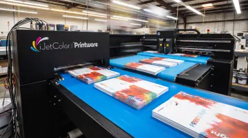 iJetColor commercial inkjet press printing full-color envelopes at high speed