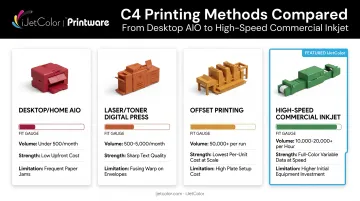 Comparison of four C4 envelope printing methods by speed and cost