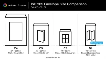 C4 C5 C6 DL envelope size comparison chart with dimensions
