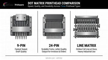 9-pin 24-pin and line matrix dot printer type comparison chart