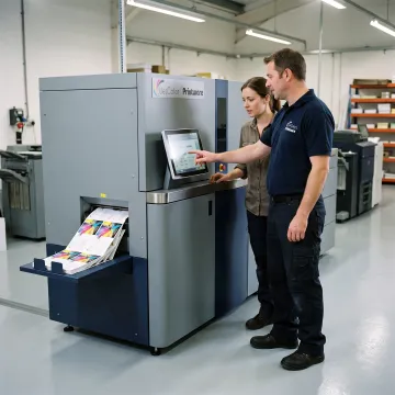Operator learning to use an iJetColor printer