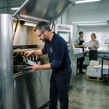 Technician supporting an iJetColor printing system