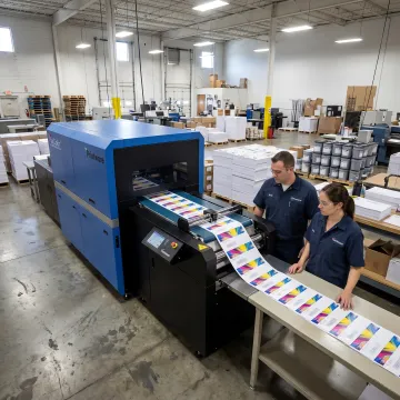 High-speed digital printing press in operation