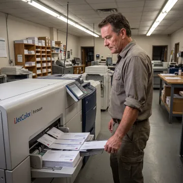 High-speed inkjet printer in a commercial production shop