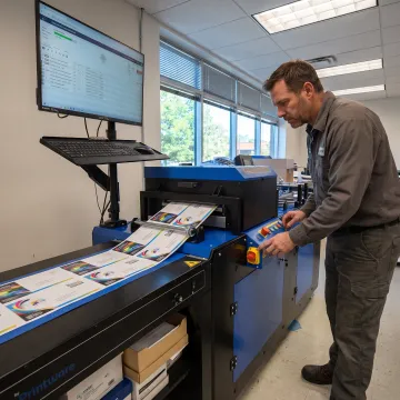 Operator monitoring an inkjet envelope printing system
