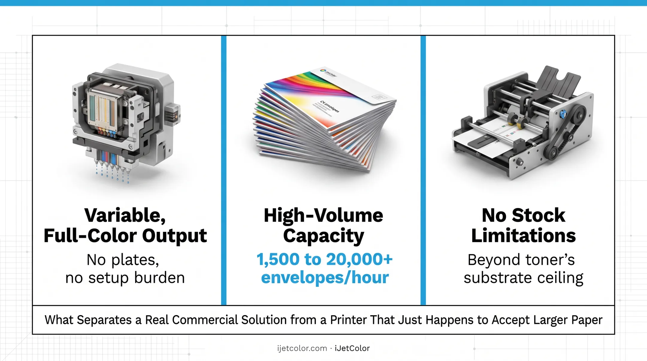 Comparison of four C4 envelope printing methods by speed and cost