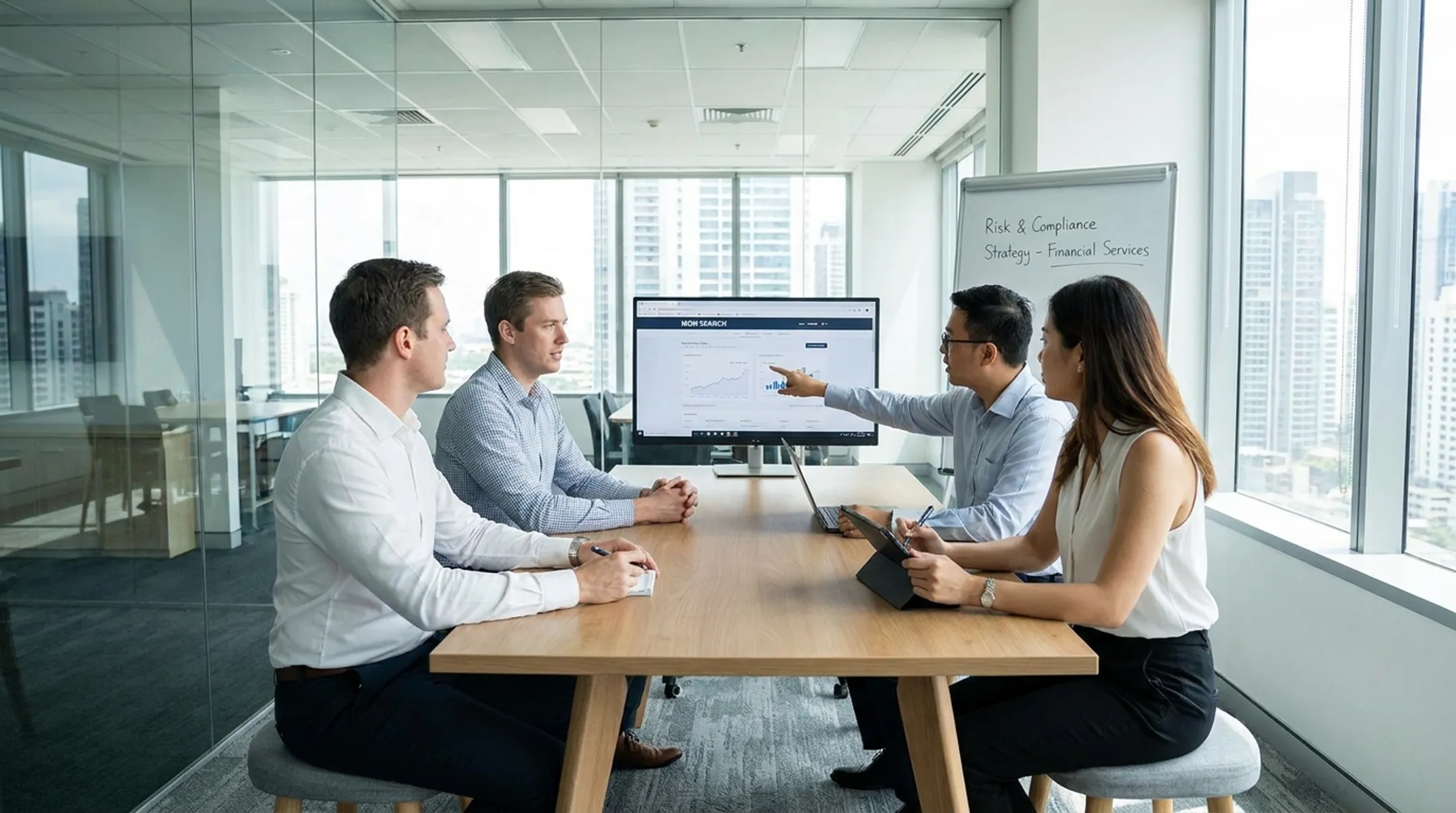 Ikon Search recruiting team reviewing risk management candidate shortlist