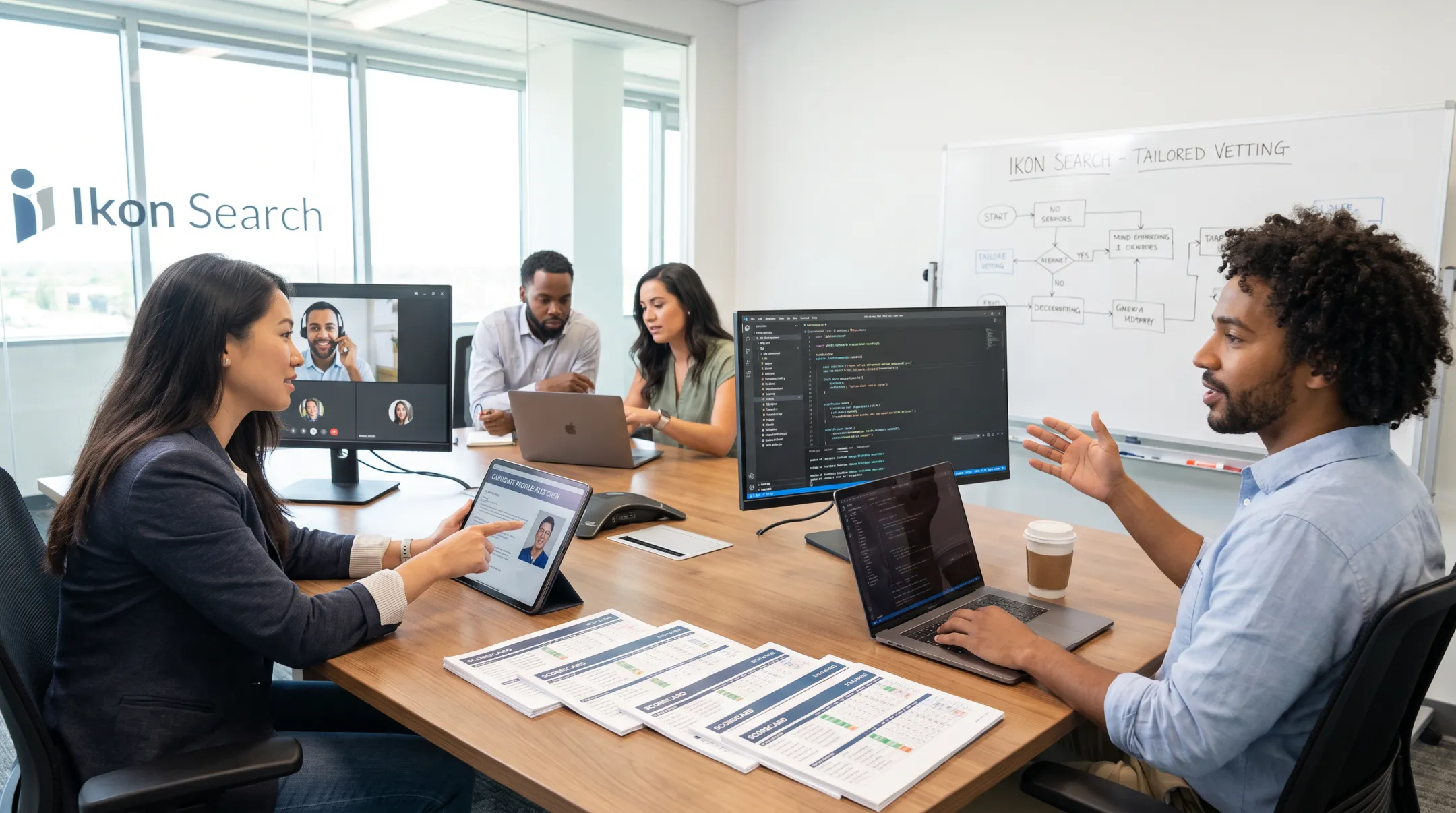 Ikon Search recruiters vetting network engineering candidates through technical interviews
