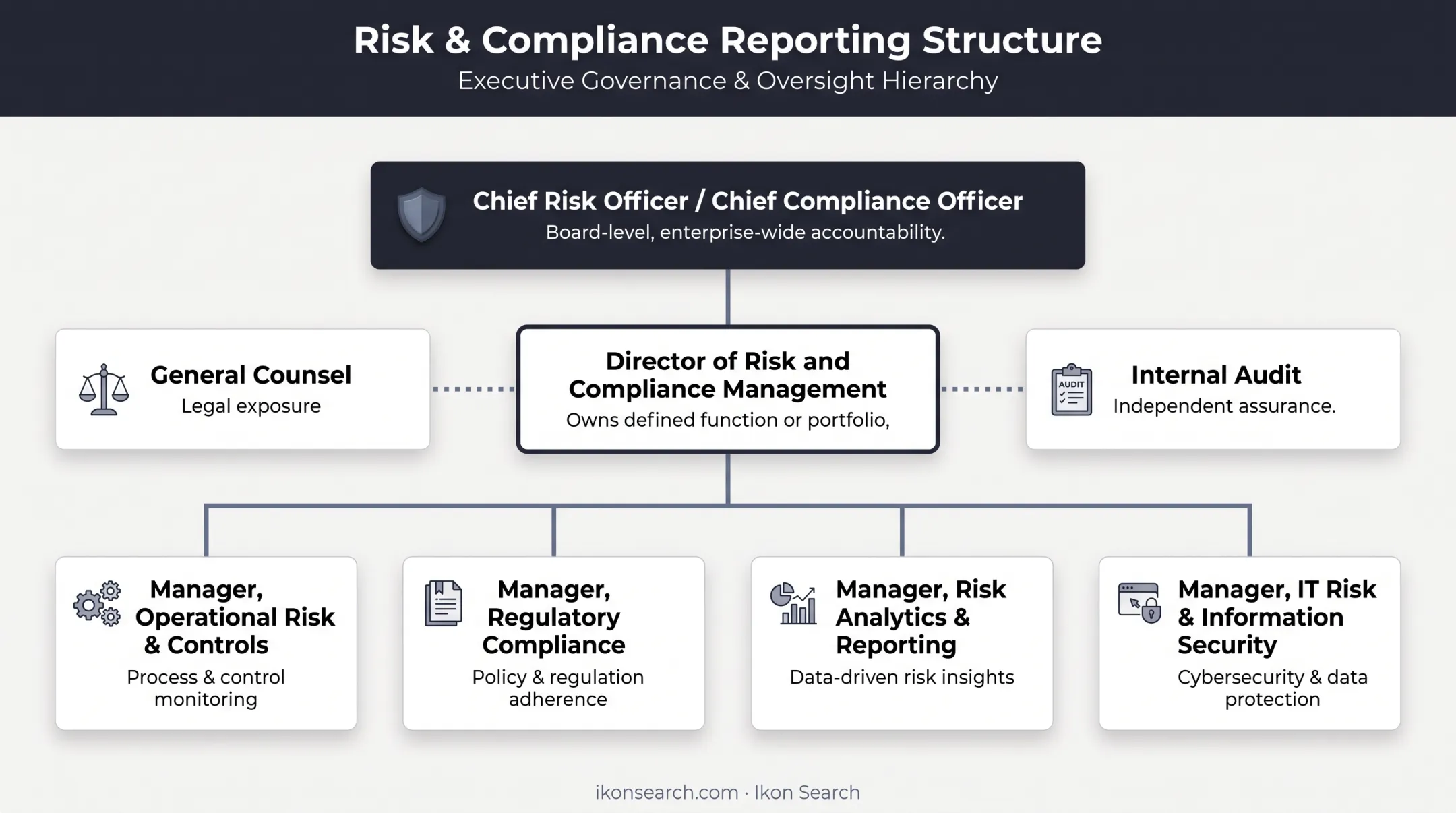 Organizational hierarchy chart comparing Chief Risk Officer and Director roles