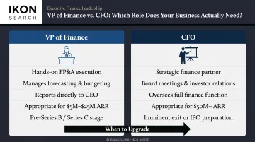 VP of Finance versus CFO role comparison table by ARR stage and responsibilities