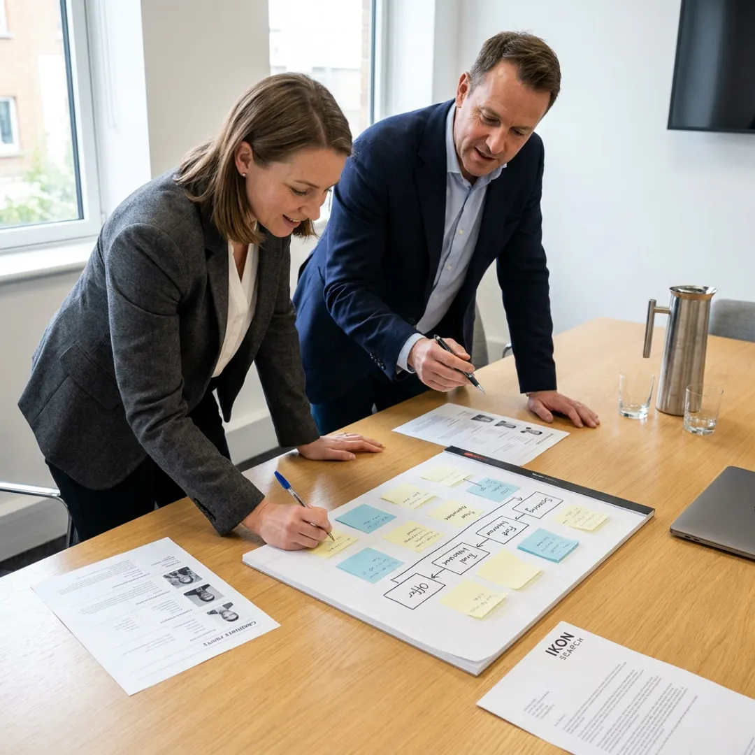 Recruitment team reviewing contract-to-hire process steps