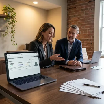 Marketing executive discussing VP hiring strategy