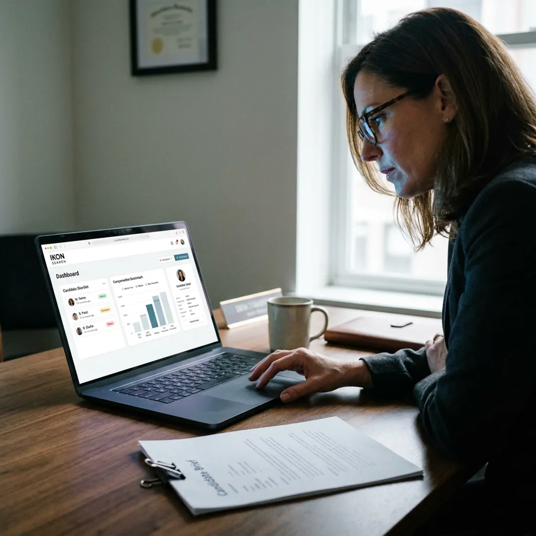 Recruiter reviewing senior marketing candidate profiles