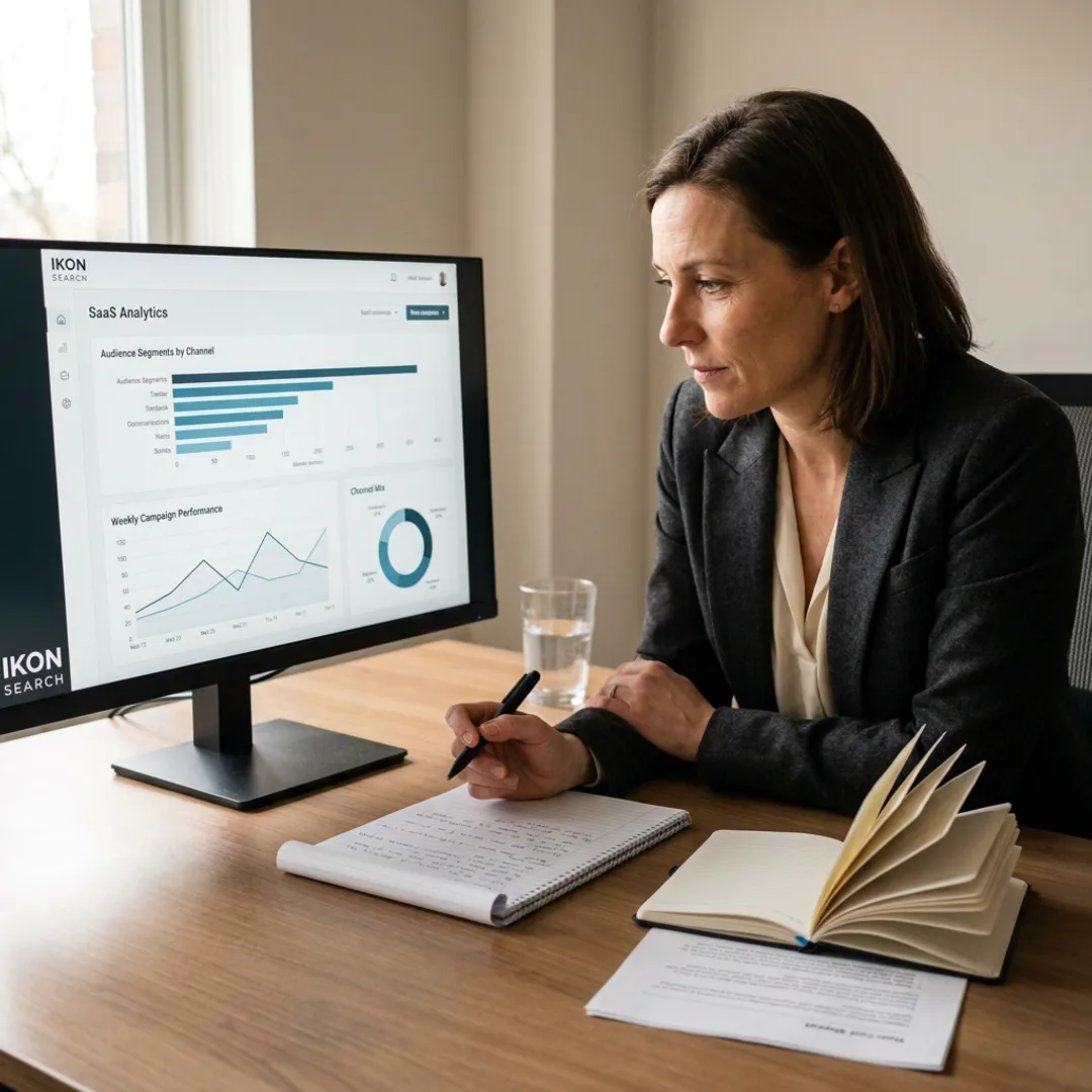 Marketing insights leader reviewing consumer data dashboards