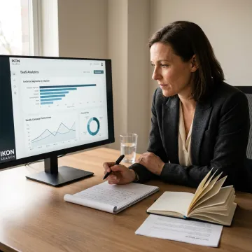 Marketing insights leader reviewing consumer data dashboards