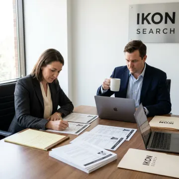 Recruitment team discussing executive search strategy