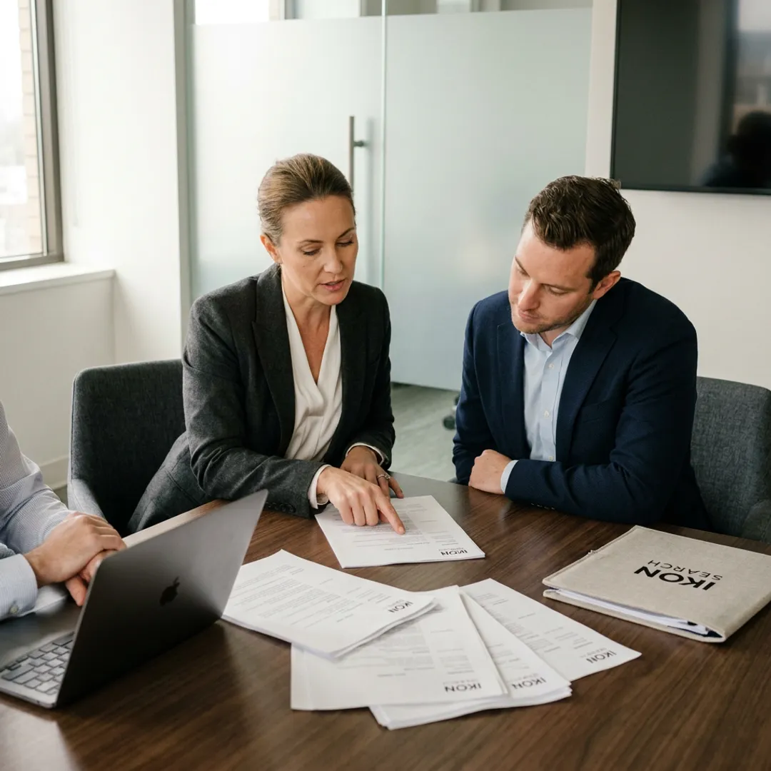 Executive recruiters reviewing VP marketing candidates