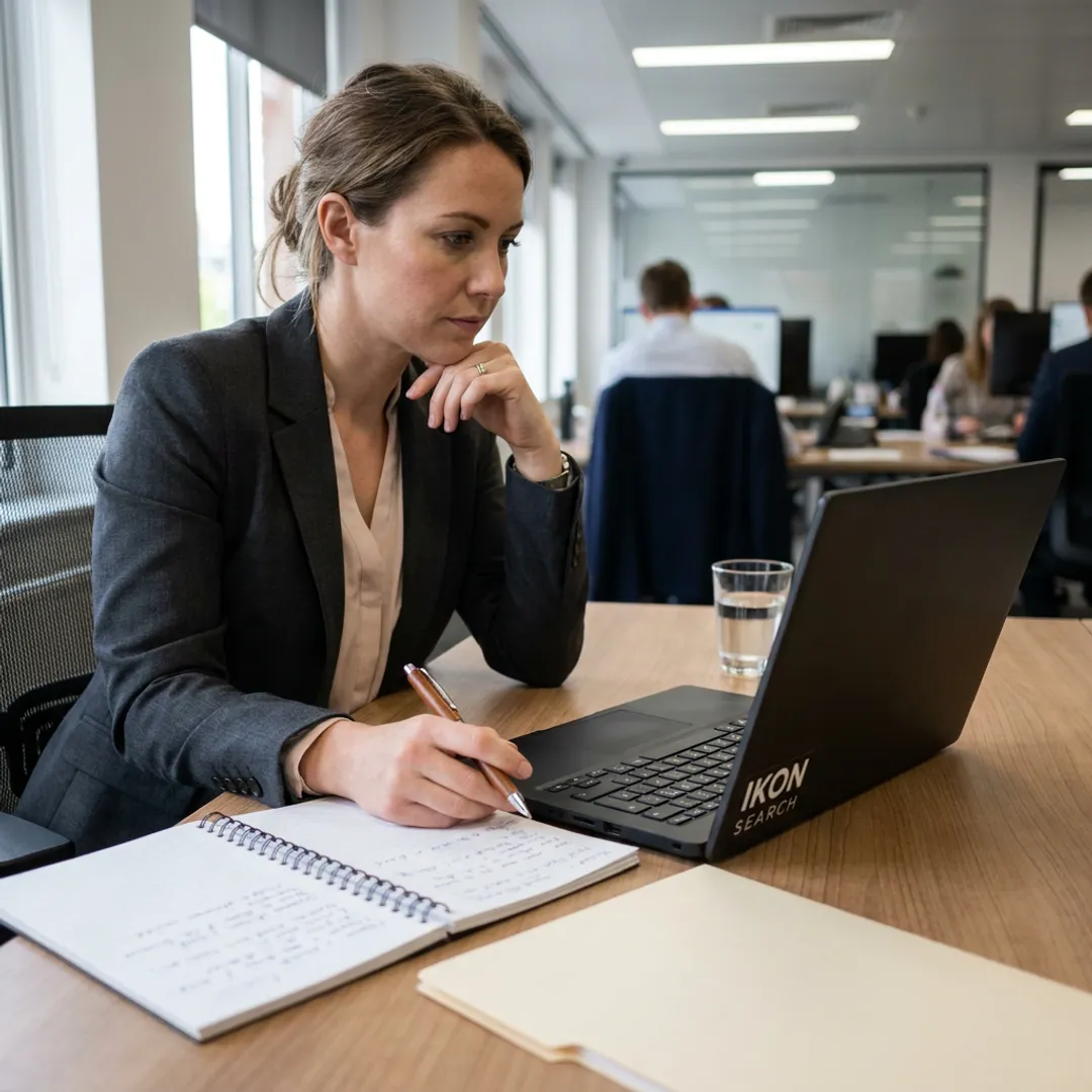 Marketing recruiter reviewing candidate profiles for New Jersey hiring needs