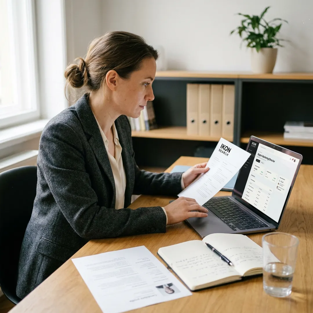 Digital marketing recruiter reviewing candidate profiles