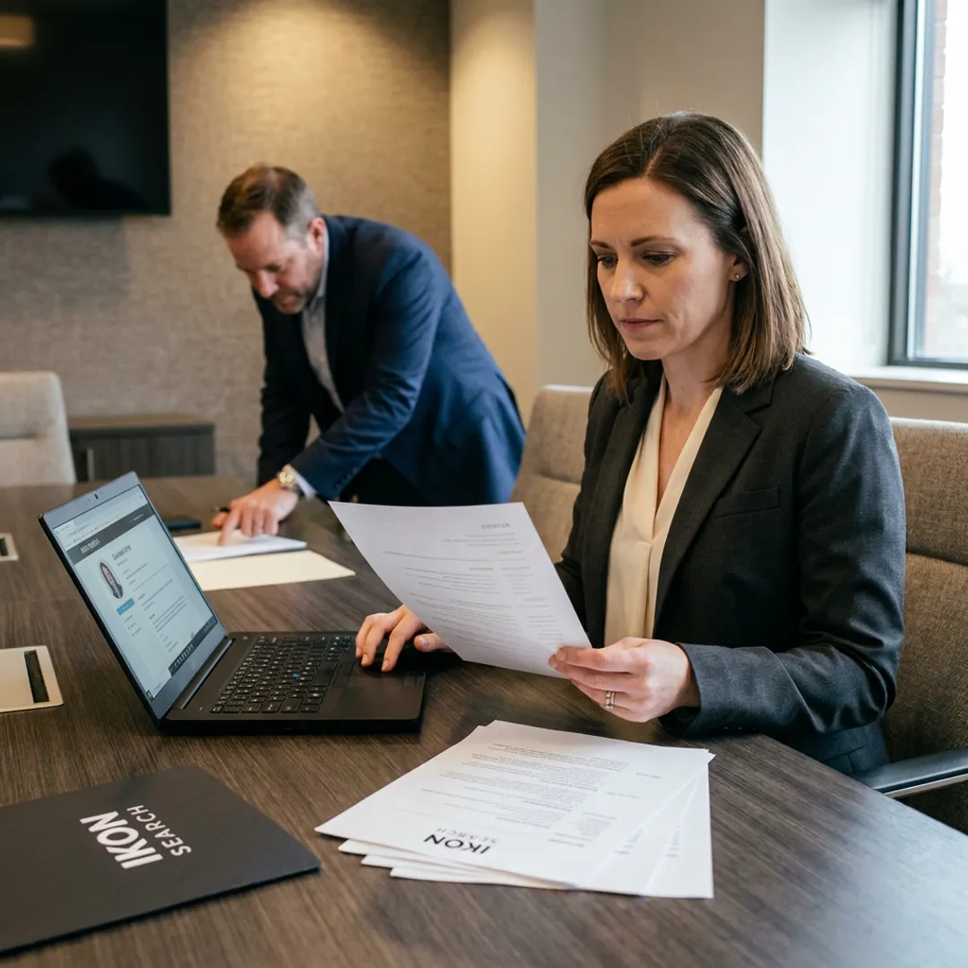 Recruiter reviewing executive assistant candidates