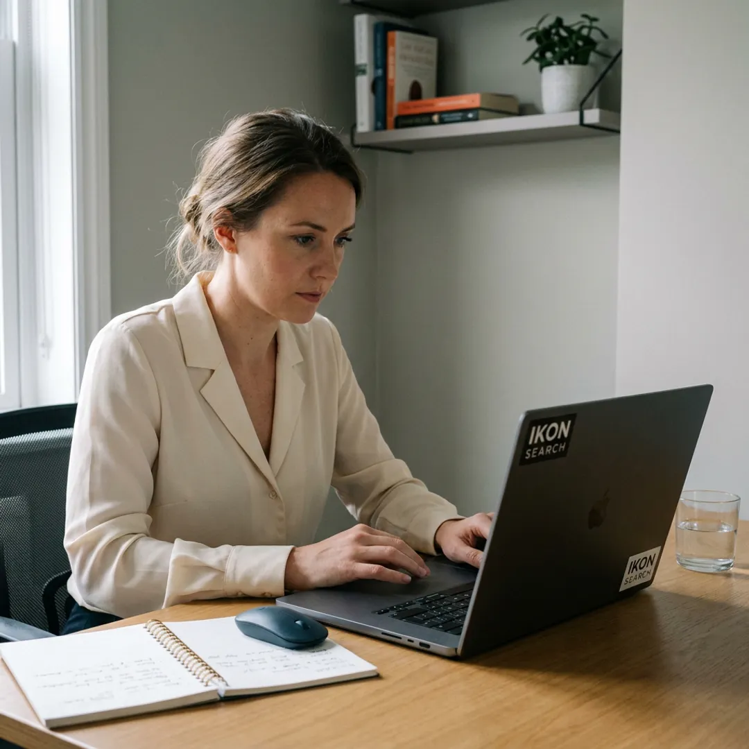 Virtual executive assistant working remotely from an organized office