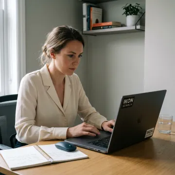 Virtual executive assistant working remotely from an organized office