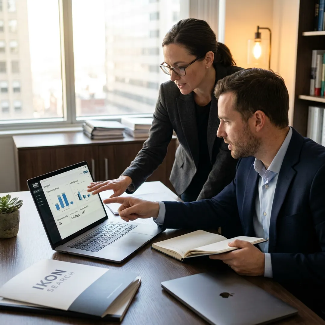 Digital marketing executive reviewing analytics dashboards