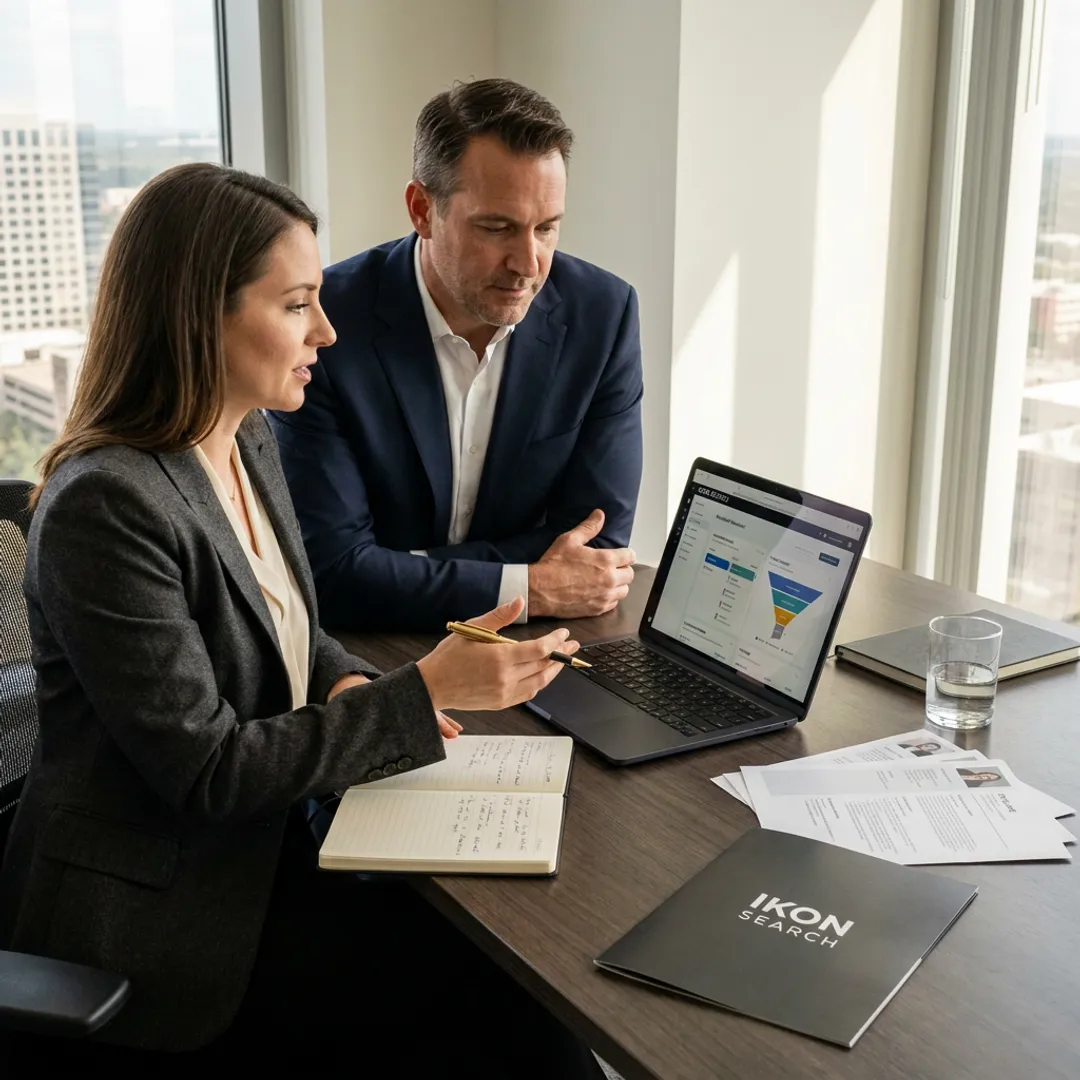 Marketing recruiter reviewing candidate profiles