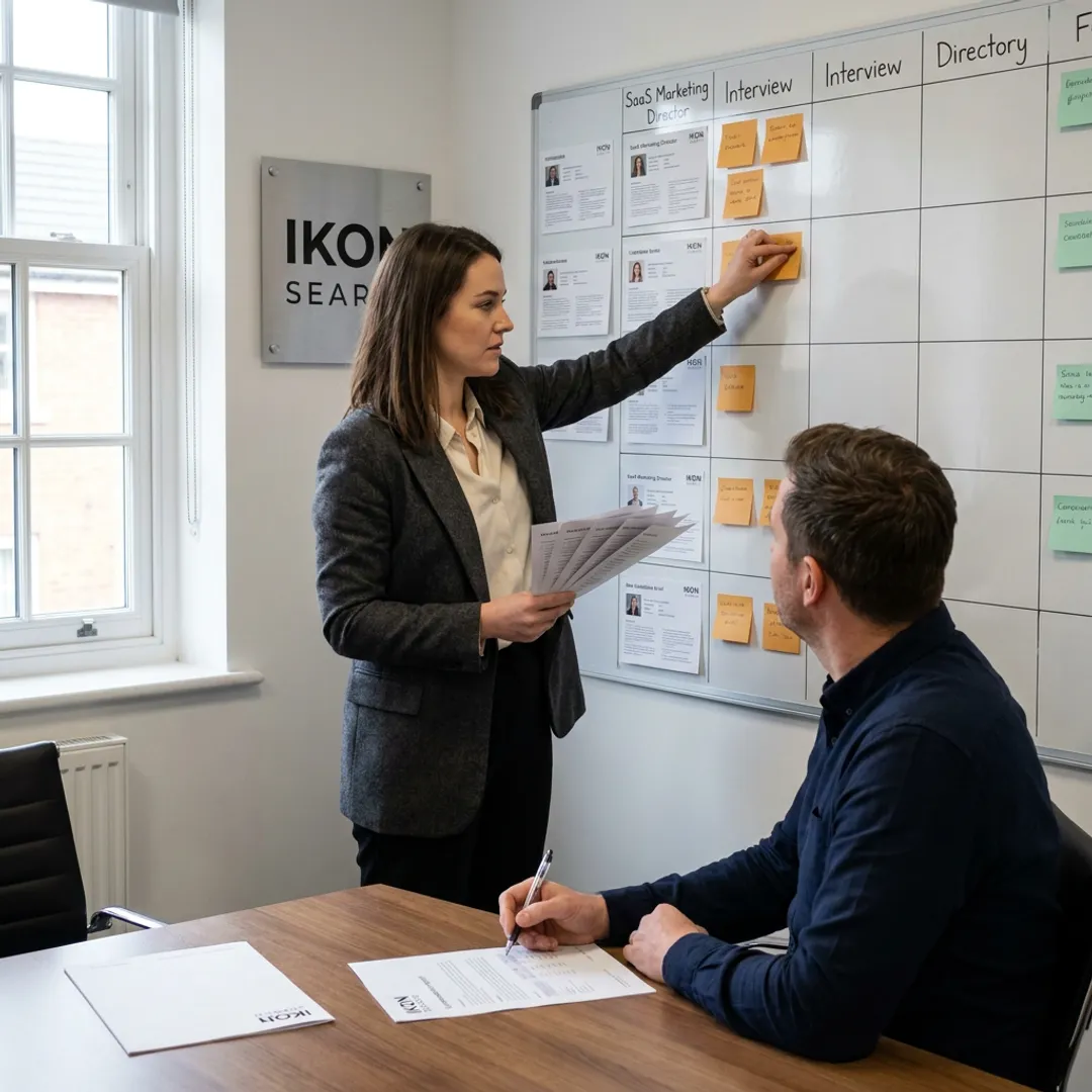 Recruitment team planning a SaaS hiring search